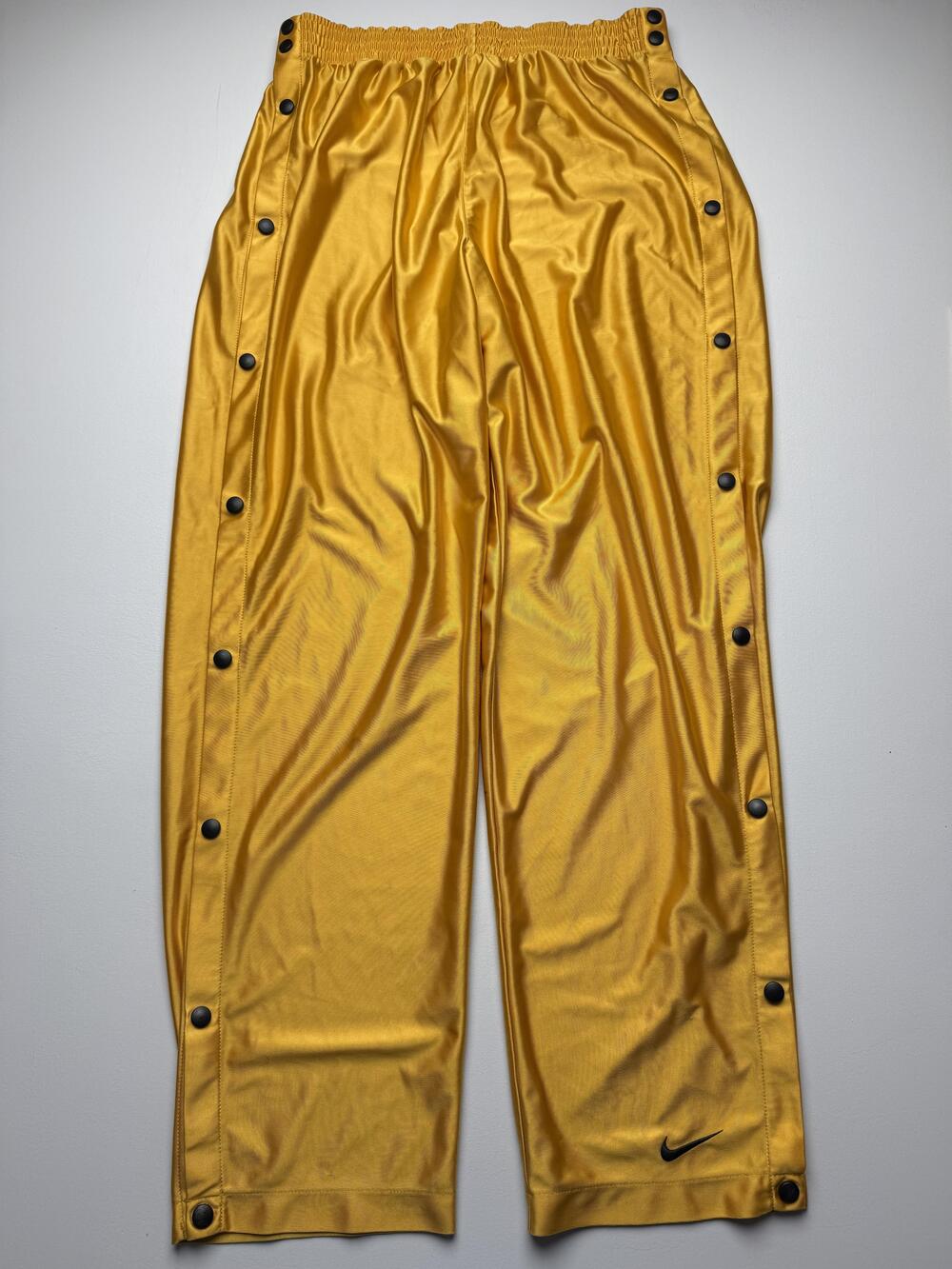 Nike Track Pants Mens Large Gold Side Snap Button Tear Away Swoosh Athletic